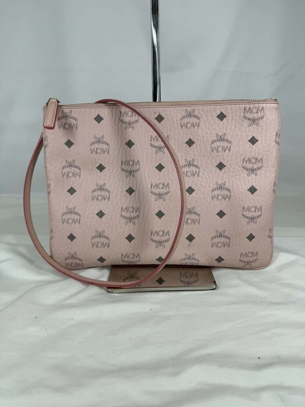 MCM Visetos Pink Monogram Crossbody Clutch Pouch Bag SPB-TS 369132